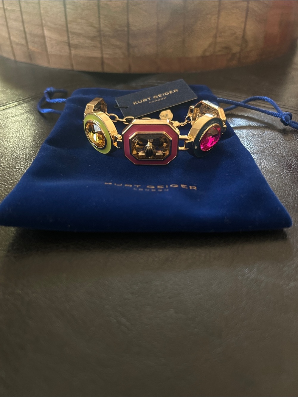 Kurt Geiger Gold-Tone Bracelet with Pink, Green, and Purple Stones - Picture 2 of 9